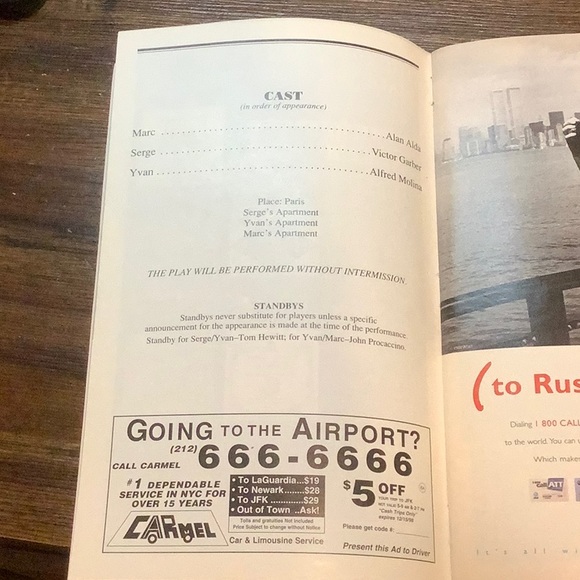 Playbill “ART” the Original Broadway Cast - Picture 5 of 6